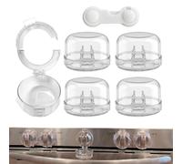 Protège-boutons de Sécurité pour Cuisinière 5 pièces Protecteur transparent | Verrous de boutons de cuisinière Pour brûleur, cuisinière, table de cuisson, four, cuisine,