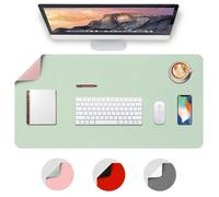 Protège-bureau réversible en simili cuir - Deflecto - 80x40 cm - Rose/Vert - Antidérapant - Imperméable