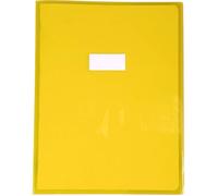Calligraphe Protège-cahier Cristalux – PVC 22/100ème – 24x32 cm – Jaune – Porte-étiquette