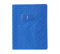Protège-cahiers grain losange PVC 18/100ème avec porte-étiquette 17x22 cm - Bleu