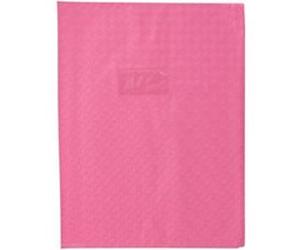 Protège-cahier - Rose - 24x32cm - Grand cahier - Plastique souple - Porte-étiquette