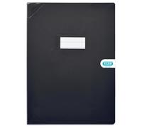 Elba Protège-Cahier School Life 17 X 22 Cm Pvc Opaque 15/100e, Coins + Porte-Étiquette, Coloris Noir