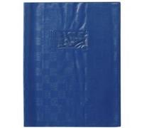 Calligraphe 71102AMZC Un Protège-Cahier Grain Madras Bleu - 17x22 cm - 22/100ème avec Porte-Étiquette et Marque-Pages - PVC Opaque