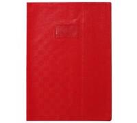 Protège-cahiers grain madras avec rabats marque-pages PVC 22/100ème A4 - Rouge