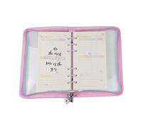 Protège-classeur à 6 anneaux en PVC transparent avec fermeture éclair pour agenda rechargeable, 25,4 x 17,8 cm, pochette transparente pour étudiants, employés de bureau, hommes d'affaires, études à