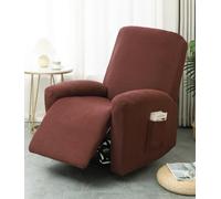 Protège Fauteuil for Fauteuil de Relaxation 1 Place, Jacquard 4 pièces | Fauteuil TV et fauteuil inclinable avec poches, housse de fauteuil extensible avec accoudoir(Kaffee)