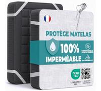 Protège Matelas 120x200 cm Lot de 2 Alèse Impermeable en Coton Housse Matelas Protection Lit Adulte et Bebe Drap Alaise pour Incontinence Anti-Acarien Pipi Lavable en Machine avec 4 Élastiques