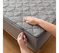 Protège Matelas 140x190 avec Fermeture éclair Personnalisable Housse de Matelas Matelassé Lavable Housse Protection Matelas Demenagement Draps Housses Respirante Surmatela Integrale (140x200+20cm,Gray