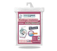 Protège Matelas 80x200 cm - Doux et Absorbant - Molleton 100% Coton - Grand Bonnet 30 cm - Linge des Familles