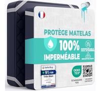 Protège Matelas 90x190 cm Alèse Impermeable en Coton Housse Matelas Protection Lit Adulte et Bebe Drap Alaise pour Incontinence Anti-Acarien Couvre-Matelas Pipi Lavable en Machine avec 4 Élastiques