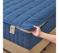 Protège Matelas avec Fermeture éclair 130/140x190 Personnalisable Housse de Matelas Intégrale Matelassé Sur Cinq Côtés Alèse Drap-Housse Lavable Housse Protection Matelas Demenagement(140x190+15cm,Blu