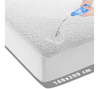 Protège Matelas Imperméable 160x200 cm - Drap Housse en Molleton - Antibactérien - Élastique Rond - Blanc - Protège Matelas Imperméable Incontinence Protège Matelas - 160cm x 200cm