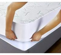 Protege Matelas imperméable 180 x 200 cm 2 Places en Bambou Bonnet 35 cm Extensible Haute qualité Anti-Acariens, Imperméable, Plastifié