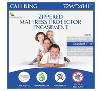 Protège-Matelas imperméable avec Fermeture éclair - Hypoallergénique - Protection Contre Les liquides, la poussière - Tissu Respirant et Silencieux - Très Grand lit californien