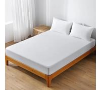 Protège-Matelas Imperméable Blanc 100% Polyester - Alèse Anti-Acariens avec Bonnet 25 cm - Doux & Respirant - Protection Literie (180 X 200 CM)