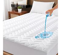 Protège-Matelas imperméable matelassé, Respirant et Ultra Doux, Housse de Matelas ajustée à Poche Profonde pour Matelas de 15,2 à 63,5 cm, Blanc