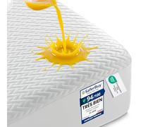 Protege-Matelas Impermeable Premium 140x190x30 cm, Zigzag Blanc