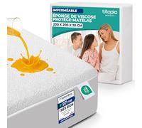 Protège-Matelas Imperméable Viscose Éponge 200x200x30 cm | Protège-Matelas Imperméable avec Élastique Tout Autour, Qualité Hôtelière, Certifié Oeko-Tex, par Utopia Bedding
