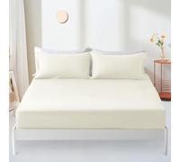 Protège-matelas imperméables Super King Size 180 x 200 cm, drap-housse avec poche profonde de 30 cm, protège-matelas avec bande élastique en caoutchouc, surmatelas - Crème