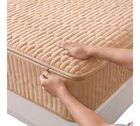 Protege Matelas Integral Alèse Drap Housse 90/120/140/160/180x190,Personnalisable,Housse de Protection pour Matelas avec Fermeture éclair Velours de Coton Lavable Surmatelas Matelassé (120X190+17cm,Ca