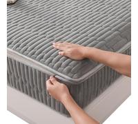 Protege Matelas Integral Alèse Drap Housse 90/120/140/160/180x190,Personnalisable,Housse de Protection pour Matelas avec Fermeture éclair Velours de Coton Lavable Surmatelas Matelassé (90X190+17cm,Gra