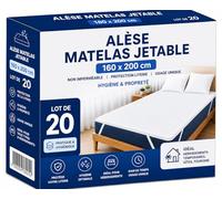 Protège-Matelas Jetable 160x200 cm | Lot de 20 Alèses | Lit 2 Places | Non Imperméable | Protection Literie Usage Unique | Idéal Gîtes, Hôtels, Hébergement Temporaire