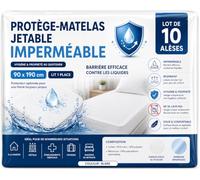 Protège-Matelas Jetable Imperméable 90x190 cm - Lot de 10 Alèses - Housse Lit 1 Place - Protection Literie Usage Unique - Hygiénique & Pratique - Idéal Courts Séjours, Hôtels, Locations Saisonnières
