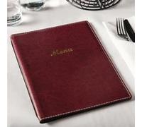 Protège-menu A4 en simili cuir bordeaux Rouge G