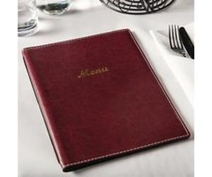 Protège-menu A4 en simili cuir bordeaux Rouge G