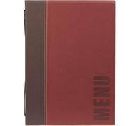 Protège-menu Securit simili-cuir rouge foncé A4 - double insert amovible