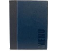 Securit - Protège-menus TRENDY A4 - Cuir bleu - 1 insert double inclus (4 pages)