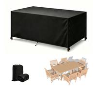 Protège-meuble de terrasse rectangulaire étanche 220x200x75cm/LxWxH,Noir | Extra Large Housse Table et Chaises Extérieures, Heavy Duty Anti-UV pour Canapé de Patio, Pelouse et Terrasse