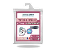 Protège Oreiller 50x70 cm - Doux et Absorbant - Molleton 100% Coton - Forme Housse à Rabat - Fabriqué en Europe - Linge des Familles