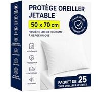 Protège Oreiller 50x70 cm | Lot de 25 Taies Jetables | Hygène Literie | Anti Bactéries - Acariens - Allergies - Tâches | Idéal pour Courts Séjours