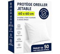 Protège-Oreiller 60x60 cm - Lot de 50 Taies Jetables - Housse de Protection Coussin à Usage Unique - Hygiène Literie - Idéal Campings, Hôtels, Gîtes & Locations Saisonnières