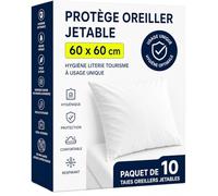 Protège Oreiller 60x60 cm - Paquet de 10 Taies Oreillers Jetables - Housse de Protection Coussin à Usage Unique - Hygiène Literie Tourisme (Campings - Hôtels - Gîtes …)