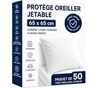 Protège-Oreiller 65x65 cm - Lot de 50 Taies Jetables - Housse de Protection Coussin à Usage Unique - Hygiène Literie - Idéal Campings, Hôtels, Gîtes & Locations Saisonnières