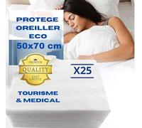 Protège Oreiller Hygiénique 50X70 cm | Lot de 25 Taies Jetables | Protection Anti Tâches- Acariens - Allergies - Cheveux - Microbes et Bactéries | Hygiène Literie Médicale & Tourisme