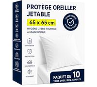 Protège-Oreiller Jetable 65x65 cm | Lot de 10 Taies de Protection | Usage Unique | Hygiène Literie | Idéal Hôtels, Gîtes, Campings | Housse Coussin Jetable