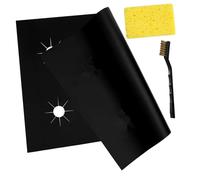 Protège-plaques de Cuisson à Gaz 1 Set, Revêtement Ptfe avec Trou Central | Fibres de Verre, Lavable à L’eau Savonnette, Brosse Incluse, Couleur Aléatoire