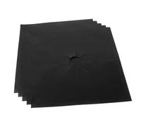 Protège-plaques de Cuisson Gaz 5 Pièces en Ptfe Noir, Lavables | Protection Brûleur Gaz, Amovibles et Faciles à Nettoyer, Lot Pratique Cuisine, Entretien Simplifié