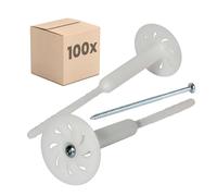 PROTEKTOR 100x Cheville à visser isolant Ø8x240mm avec vis acier galvanisé, Cheville ITE pour isolation façade, longue tige