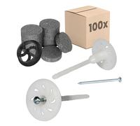 PROTEKTOR 100x Chevilles à vis pour isolant, prémontées Ø8 x 120mm | Cheville ITE avec 200 rondelles + 1 fraise inclus pour isolation de façade avec vis en acier galvanisé