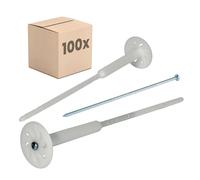 PROTEKTOR 100x Chevilles à visser pour isolant Ø8x280mm, vis acier galvanisé, cheville ITE pour isolation thermique façade