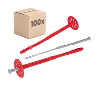 PROTEKTOR 100x Chevilles isolantes Ø10x280mm avec clou acier pour ITE & isolation extérieure, chevilles à frapper certifiées ETA pour toutes catégories