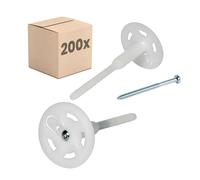 PROTEKTOR 200x Cheville à visser pour isolation Ø8 x 120mm | Fixation ITE pour isolation thermique extérieure de façade, maintien panneau polystyrène ou laine minérale