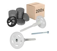 PROTEKTOR 200x Kit chevilles à vis isolantes Ø8x140mm + Rondelle, Fraise & Vis acier, Cheville ITE façade, Cheville longue tige