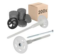 PROTEKTOR Lot de 200 Chevilles Isolantes à Visser Ø8x200mm + Rondelle, Fraise & Vis Acier, Cheville ITE, pour Isolation Façade, Longue Tige Thermique