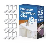 ProTensils Lot de 12 grandes pinces à nappe de pique-nique en acier inoxydable pour tables de 6,3 cm d'épaisseur, pinces en métal pour tables de pique-nique, porte-nappe de table à manger