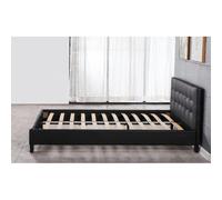 Provence Literie Frederic Lit 140x200 cm avec sommier et tête - Noir similicuir